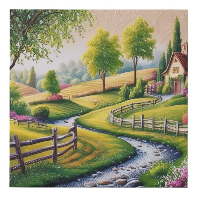 5D DIY Diamond Painting Kit – Countryside Villa  Faux Canvas Print (Front)