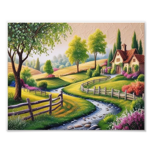 5D DIY Diamond Painting Kit – Countryside Villa  Photo Print (Front)