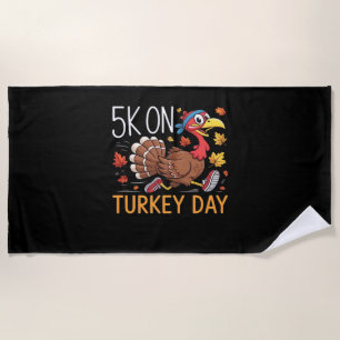 5K On Turkey Day Thanksgiving Running Classic T-Sh Beach Towel