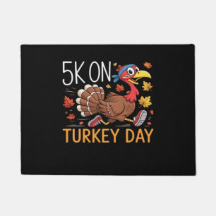 5K On Turkey Day Thanksgiving Running Classic T-Sh Doormat