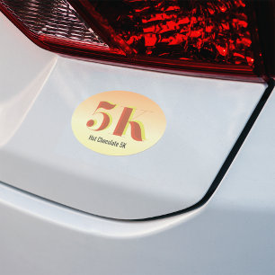 5k Race Running Celebration Bold Yellow Red Text Car Magnet