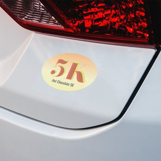 5k Race Running Celebration Bold Yellow Red Text Car Magnet (Creator Uploaded)