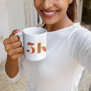 5k Race Running Celebration Bold Yellow Red Text Coffee Mug