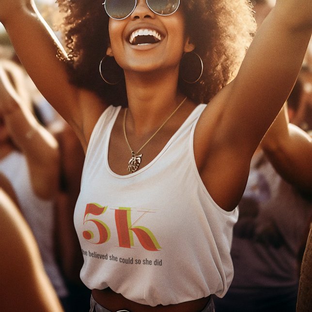 5k Race Running Celebration Bold Yellow Red Text Tank Top (Creator Uploaded)