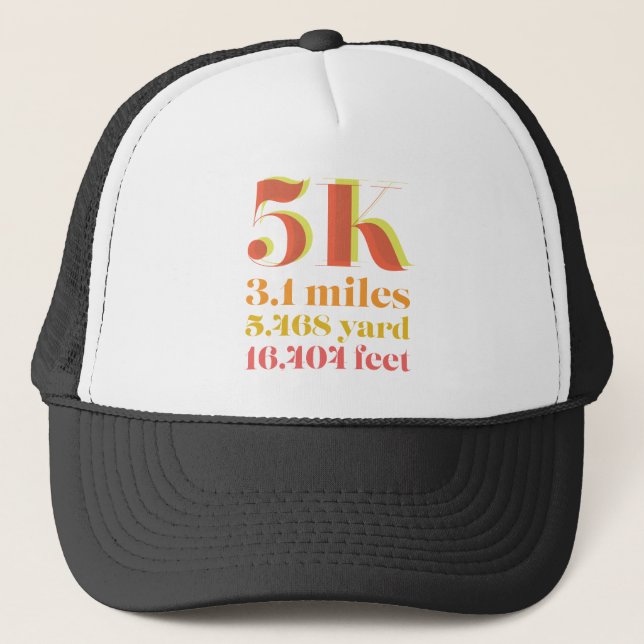 5K Race Running Distance Bold Text Trucker Hat (Front)