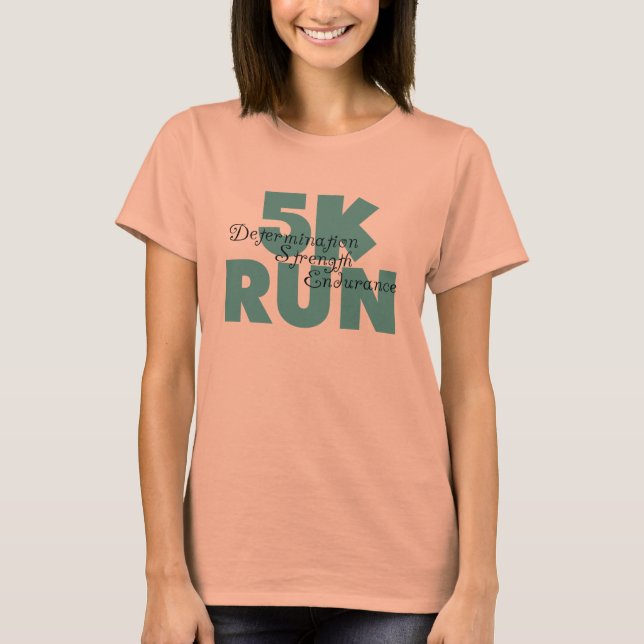 5K Run Green Sports Running T-Shirt (Front)
