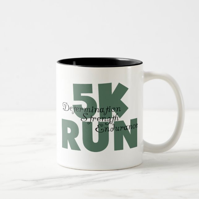 5K Run Green Sports Running Two-Tone Coffee Mug (Right)