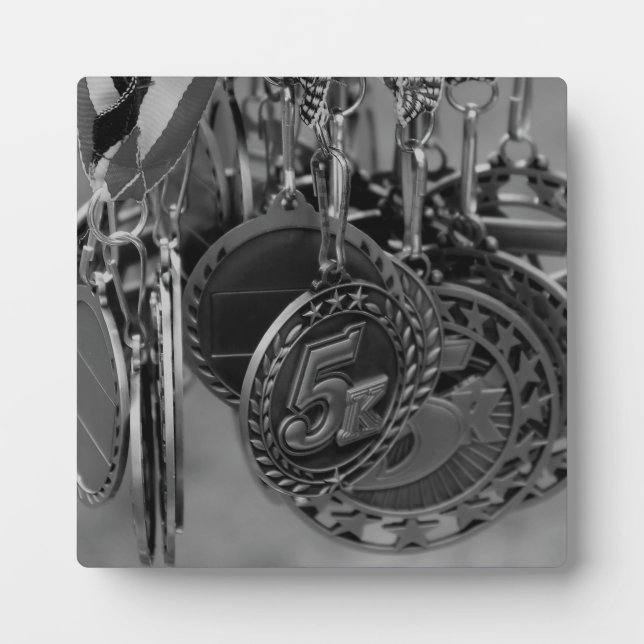 5K Run Medals B&W photo Plaque (Front)