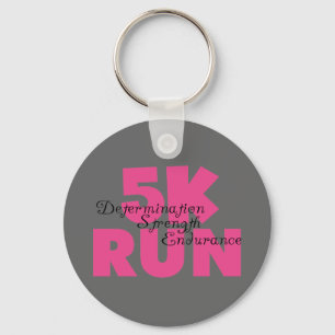 5K Run Pink Determination Strength Endurance Keychain