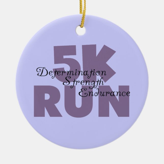 5K Run Purple Ceramic Ornament (Front)