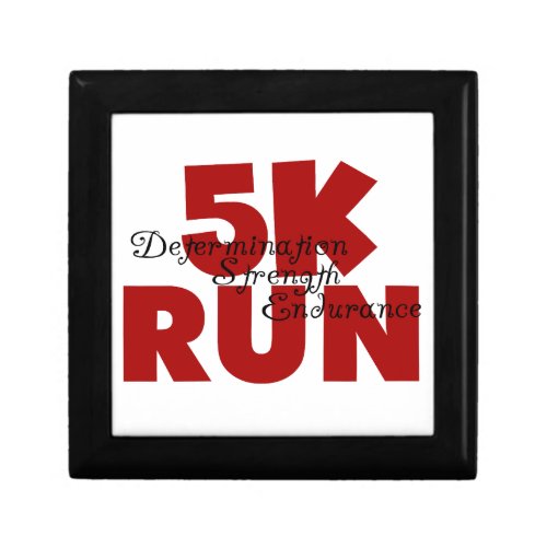 5K Run Red Determination Strength Endurance Jewelry Box