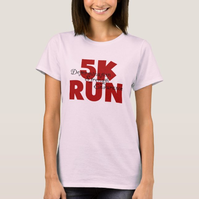 5K Run Red Running Sports Athletics T-Shirt (Front)