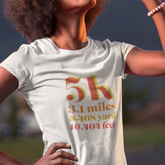 5K Running Race Distance Bold Red Text T-Shirt (Creator Uploaded)