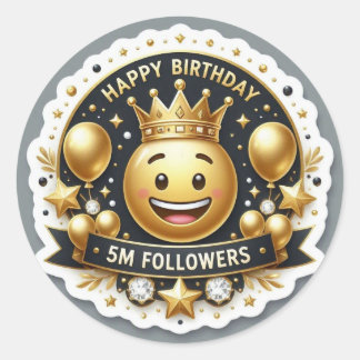 5M Followers Birthday Classic Round Sticker