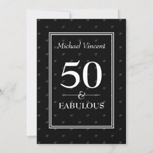5O and Fabulous black and White modern Birthday Invitation
