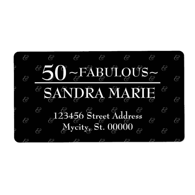 5O and Fabulous black and White modern Birthday Label (Front)