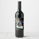 5O and Fabulous black Yellow Rainbow Chic Birthday Wine Label<br><div class="desc">5O and Fabulous black Yellow Rainbow Chic Birthday</div>