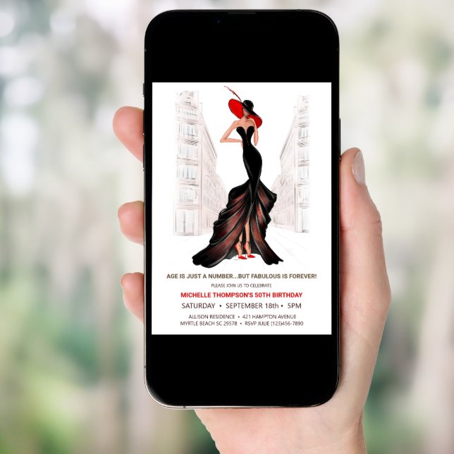 5O AND FABULOUS  ELEGANT CHIC WOMEN'S Birthday   Invitation (Front Digital)