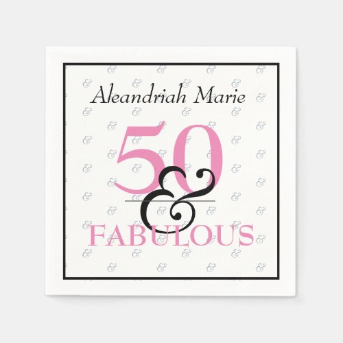 5O and Fabulous Elegant Modern Birthday Napkins