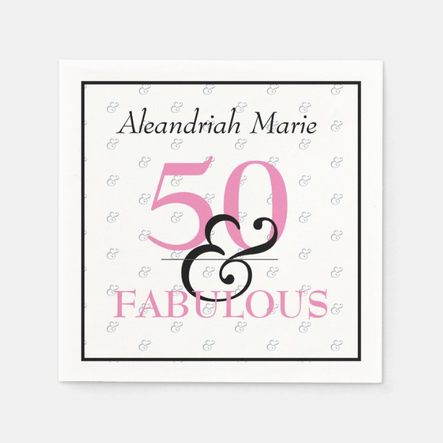 5O and Fabulous Elegant Modern Birthday Napkins (Front)