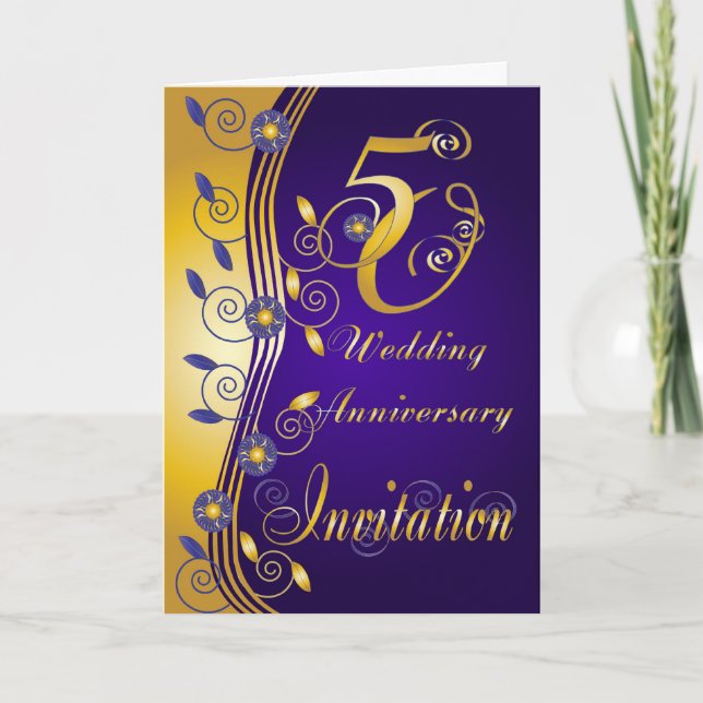 5oth Wedding Anniversary Invitation Card (Front)