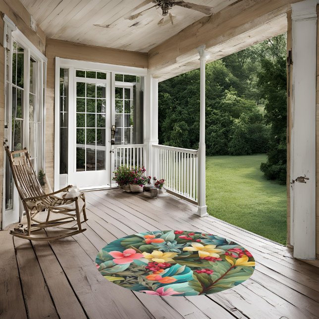 5'Round Tropical Oasis Outdoor Area Rug (Creator Uploaded)