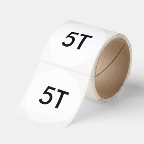 5T Baby Retail Clothing Size Classic Round Sticker