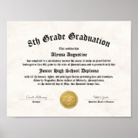5th 8th Grade Graduation Homeschool Diploma