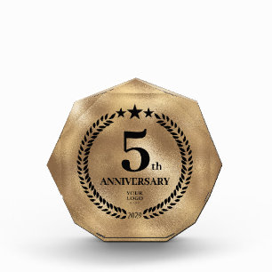 5th Anniversary Business Logo Gold Acrylic Award
