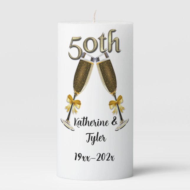 5th Anniversary Candle, Party, Celebration Pillar Candle (Front)