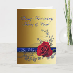 5th Anniversary card,Aunt & Uncle Card