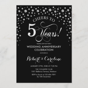 5th Anniversary Celebration - Silver Black Invitation
