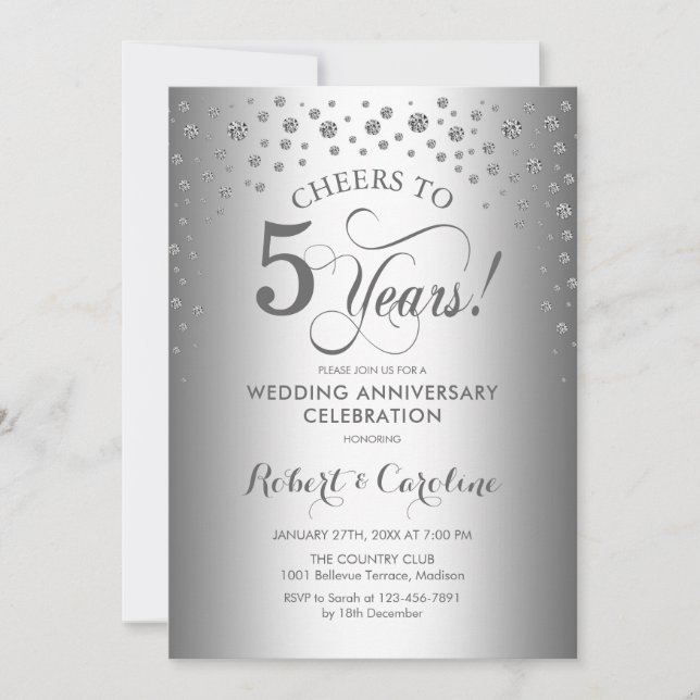 5th Anniversary Celebration - Silver Invitation (Front)