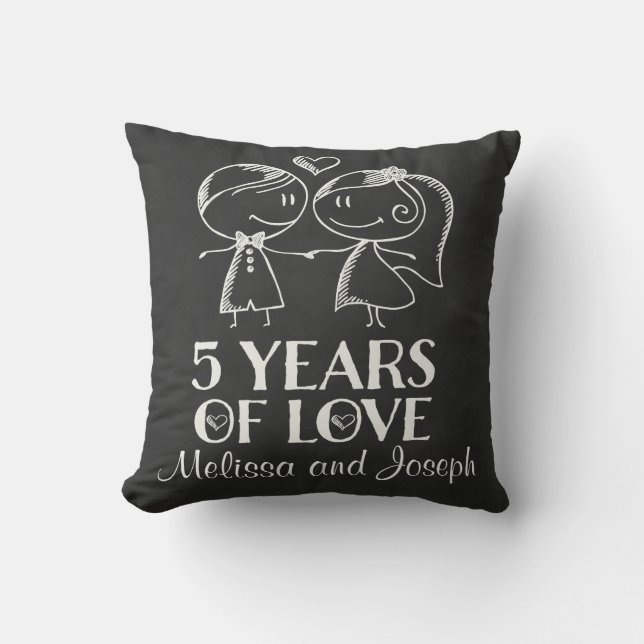 5th Anniversary Couples Personalized Pillow (Front)