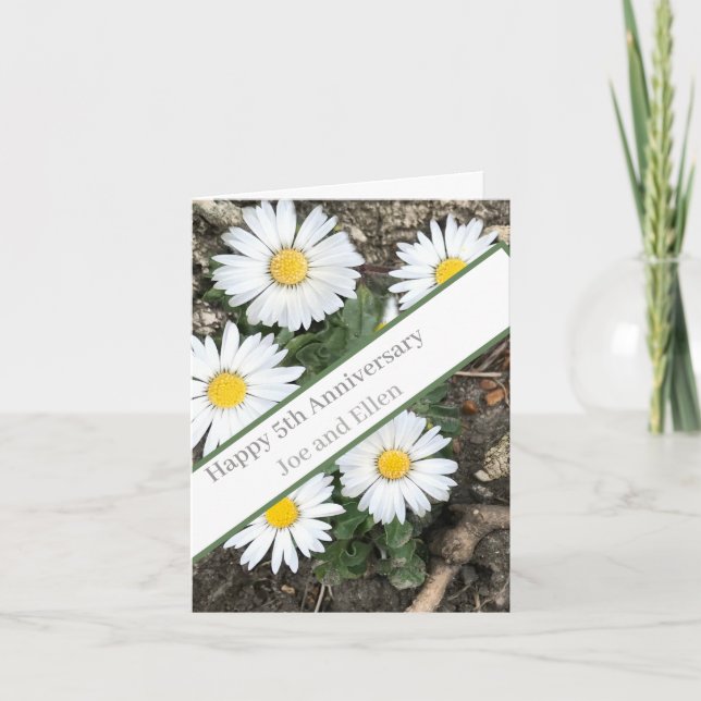 5th Anniversary, editable Card (Front)