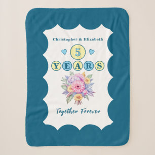 5th anniversary flowers forever blue sherpa blanket