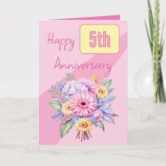 5th Anniversary gerbera flowers pink