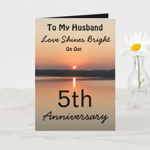5th Anniversary Husband Love Shines Bright Card