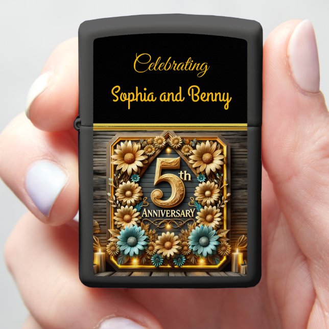 5th Anniversary Of Floral Artistry Zippo Lighter (In Hand)