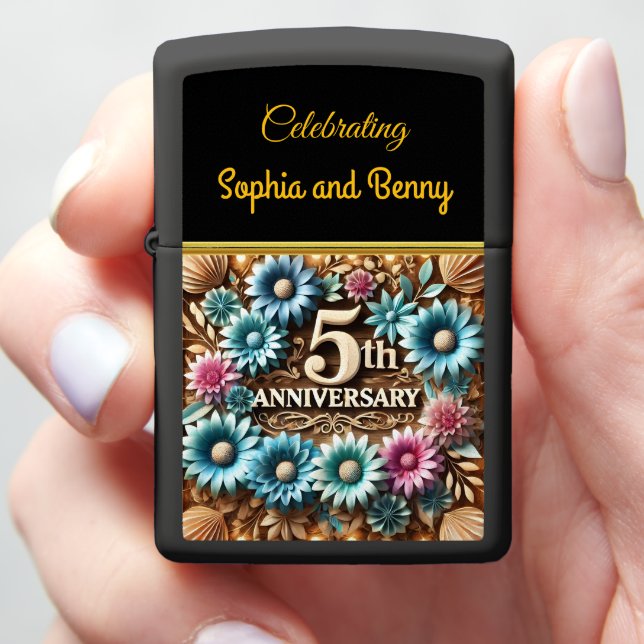 5th Anniversary of Flowers and Light Zippo Lighter (In Hand)