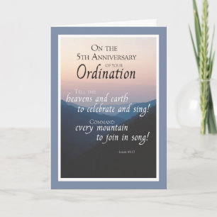 5th Anniversary Ordination Congratulations Card