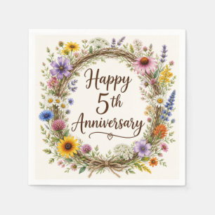 5th Anniversary Paper Napkins, Fifth Wedding Party Napkins