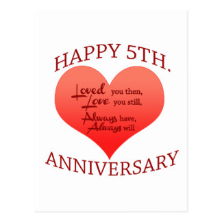 5th. Anniversary Postcard