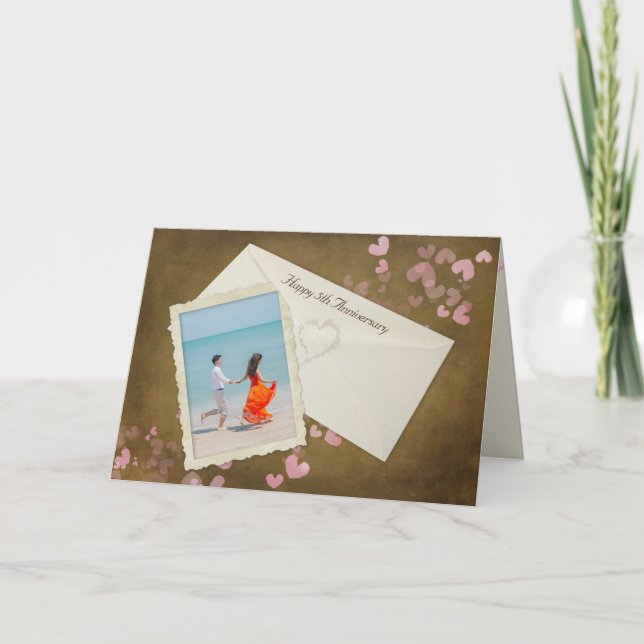 5th Anniversary Snapshot with Hearts Card (Front)