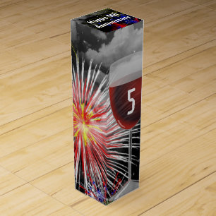 5th Anniversary Wine Glass On Fireworks Wine Box