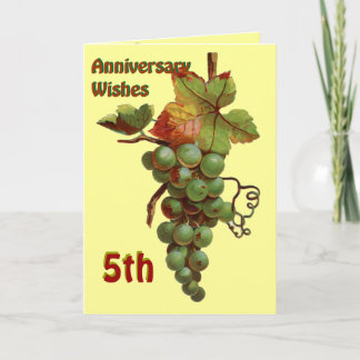 5th Anniversary wishes, customiseable Card