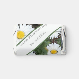 5th Anniversary, Wood and Daisies editable Hershey's Miniatures