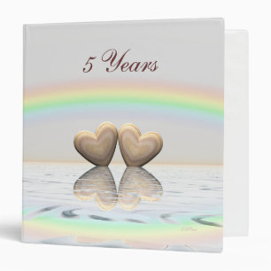 5th Anniversary Wooden Hearts 3 Ring Binder