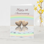 5th Anniversary Wooden Hearts Card (Yellow Flower)