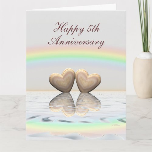 5th Anniversary Wooden Hearts Card